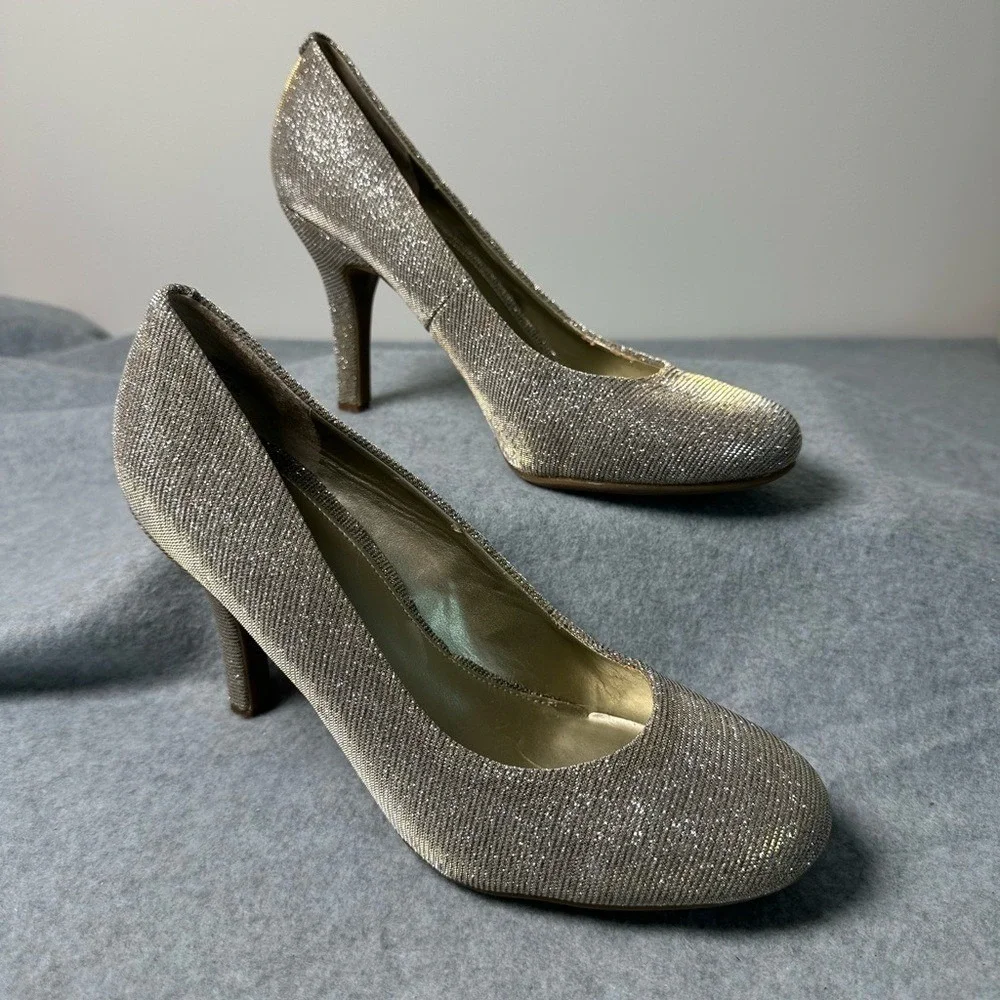 Kelly Katie Women's Glitter Heels Sparkle Pumps Champagne Gold Size 8.5